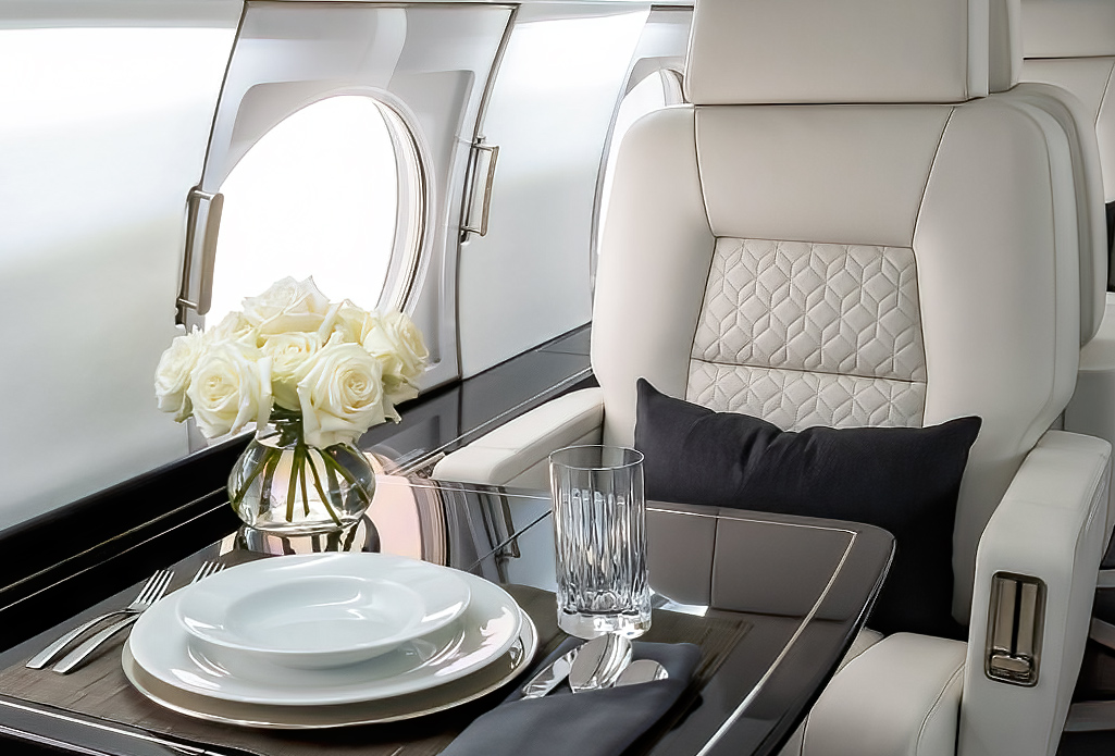 Luxury aircraft interior photography